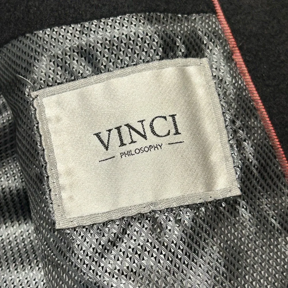 Vinci Philosophy Overcoat Black Mens 3XL Wool Cashmere Blend Long Dress Coat